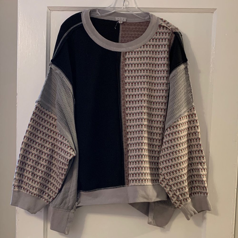 POL Multicolor Waffle Knit Sweatshirt